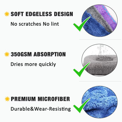 Premium Edgeless Microfiber Car Wash Towels - Soft, Absorbent & Perfect for Detailing - 3/5/10 Pack (40x40CM, 350GSM)